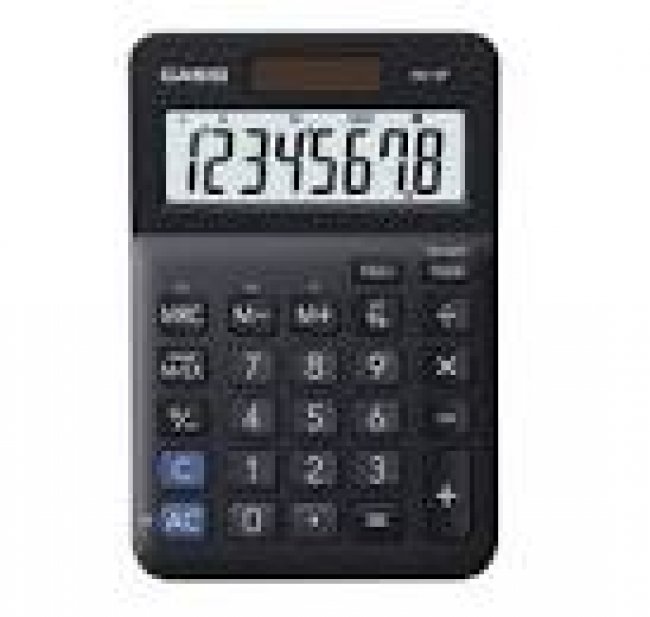 เครื่องคิดเลข CASIO MS-8F 8 หลัก มี TAX+- 8 หลังทำให้ตัวเลข มีขนาดหนาใหญ่ชัดเจน