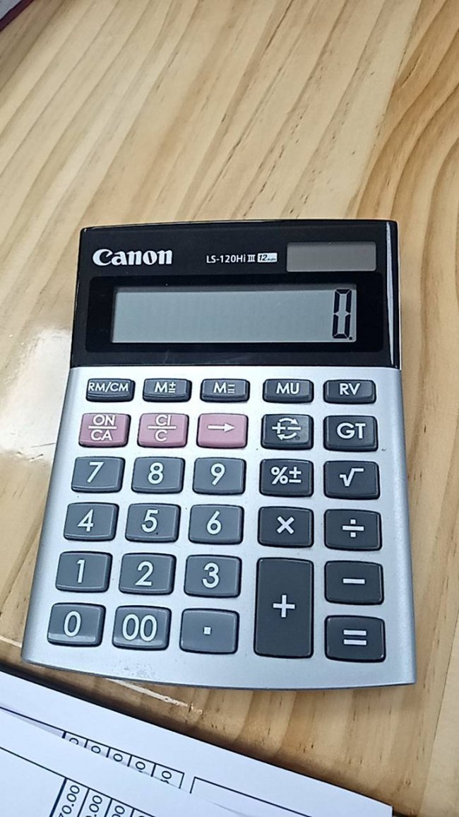 เครื่องคิดเลข Canon LS-120HI III ขนาดกลาง มี TAX+- 2 พลังงาน แสงอาทิตย์ และแบตเตอรี่ แบรนด์ดังระดับโลก